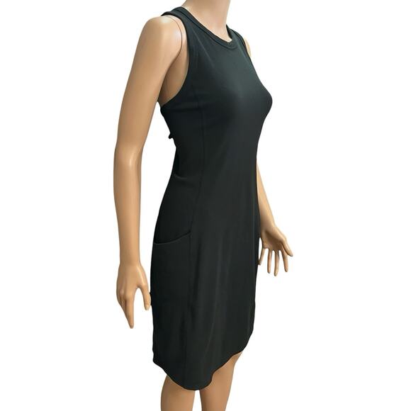 Zella Live In Rib Pocket Tank Dress Medium Black Knee Length Sporty Athleisure - Picture 2 of 8